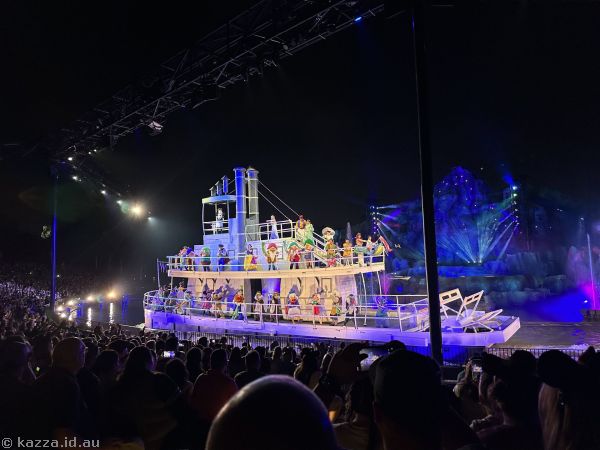 Boat full of characters at Fantasmic