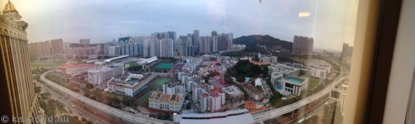 Panorama of our view towards Taipa from our room at the Galaxy Hotel, Macau