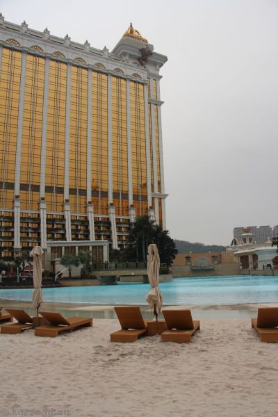 Wave pool and beach on the rooftop of the Galaxy Hotel