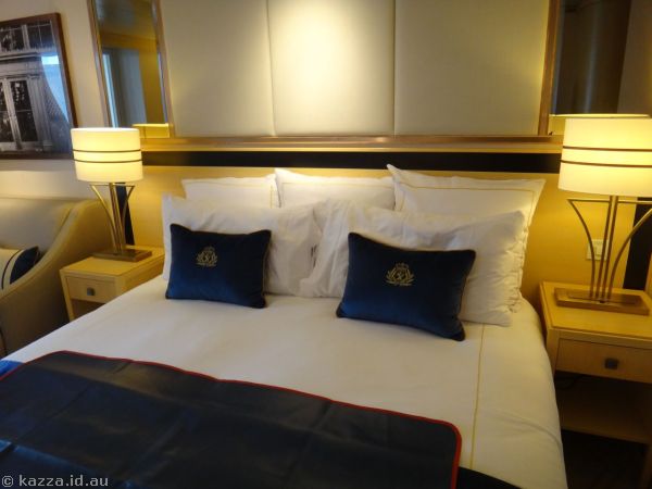 Our bed on the Queen Mary 2