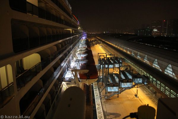 Preparing to depart Kai Tak Cruise Terminal