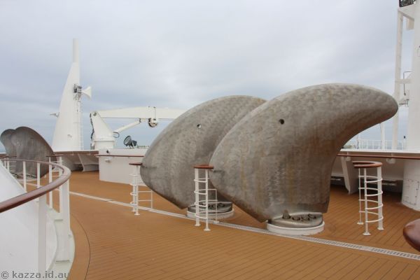 Spare propellers at bow of deck 7
