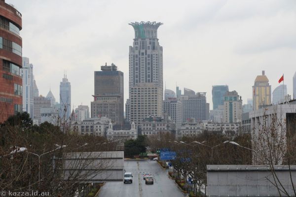 Looking across to the Bund from Mingzhu Roundabout