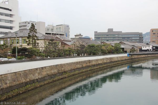 Dejima island next to the Nakashima River from the Dejima bridge