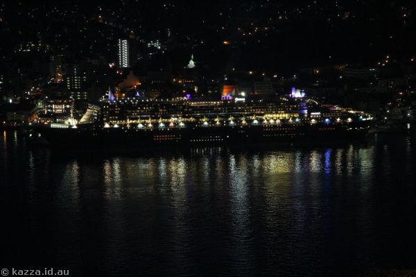 Queen Mary 2 from Mt Inasa by night