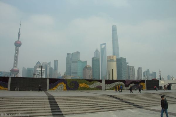 Shanghai buildings and The Bund walkway