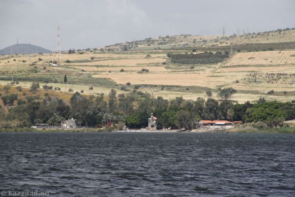 Looking towards Tabgha and the Church of the Primacy of St Peter