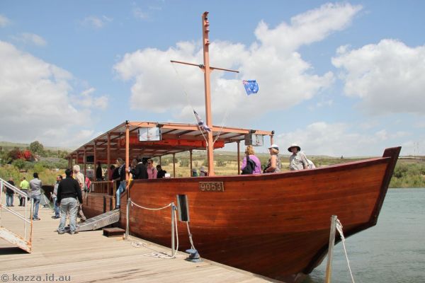 On our tour boat on the Sea of Galilee