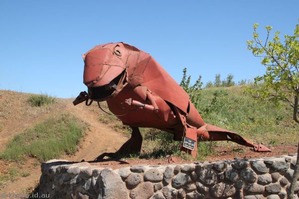Dinosaur sculpture on Mount Bental