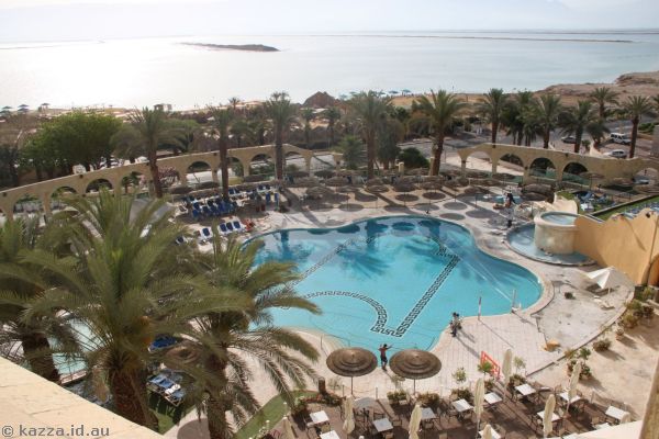 View of the pool area from someone else's room (we got crappy rooms pretty much the entire trip)