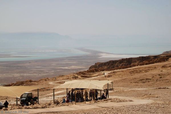 View across Masada towards the Dead Sea