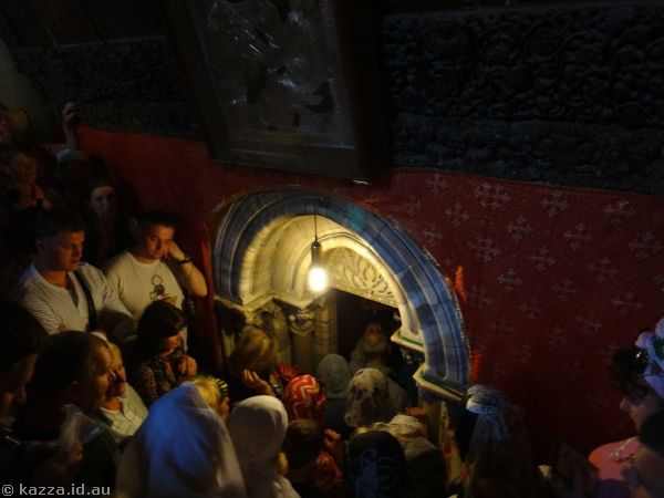 Waiting to get into the grotto