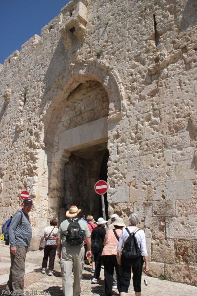 Zion Gate, complete with bullet holes from various conflicts