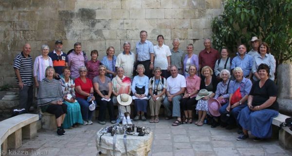 The tour group just outside the Temple Mount near St Anne's church