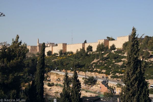 View towards the western walls of Jerusalem