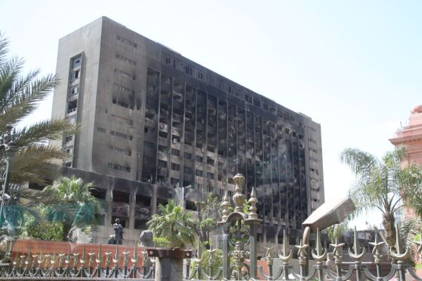 The burnt out National Democratic Party Headquarters building
