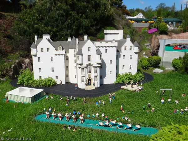 Blair Athol Castle and highland games in the Scottish section of Miniland