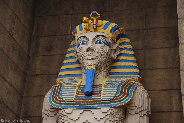 Lego Pharaoh statue outside Laser Raiders