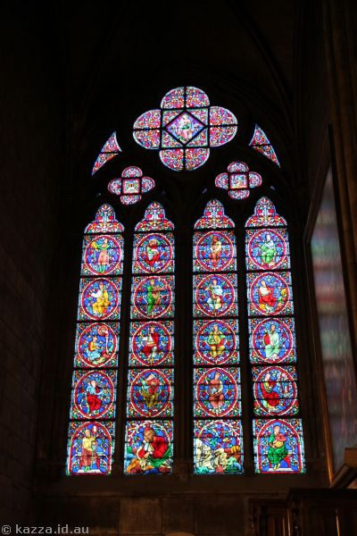 Stained glass window in Notre Dame