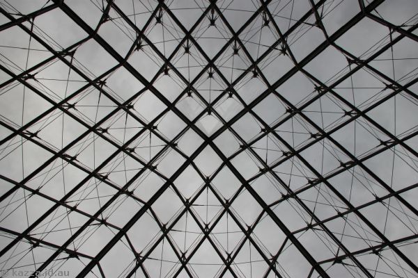 Looking up the Pyramid in the Louvre