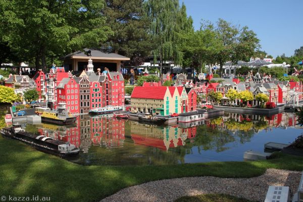 Waterfront town scene in Miniland