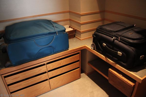 Walk-in wardrobe in our room at the Park Hyatt Hotel