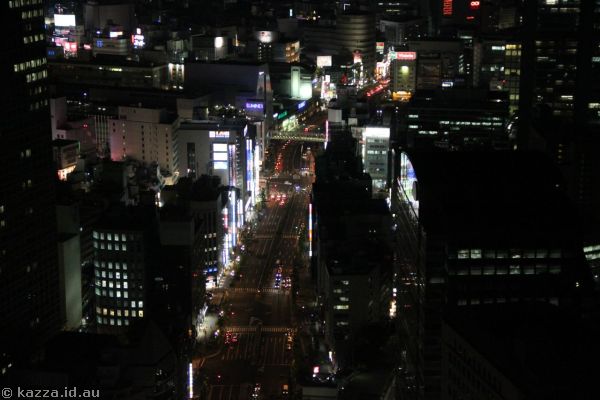 View east from our room by night