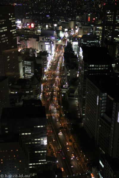 View along Koshu-Kaido Avenue by night