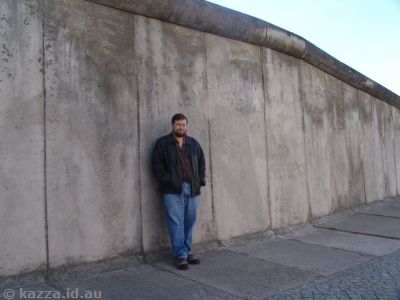 Stu standing by one of the last remnants of the Berlin Wall at Bernauer Strasse