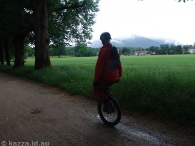 Unicyclist on Hellbrunner Allee