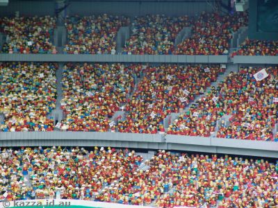 Thousands of minifigs fill the stands
