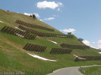 All the mountains around the roads and villages had these barricades to help prevent avalanches