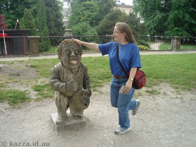 Stone dwarf statue in Mirabell Gardens