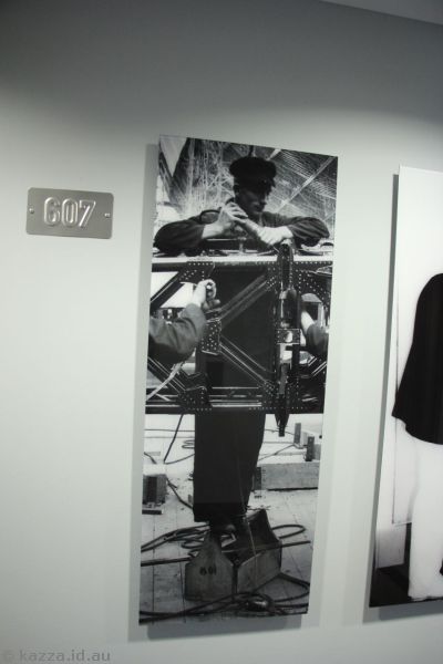 Photos of airship construction in the corridor