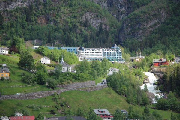 View of the hotel from Geirangerfjord