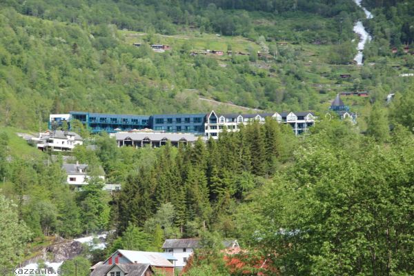 View of the hotel from the west end of town