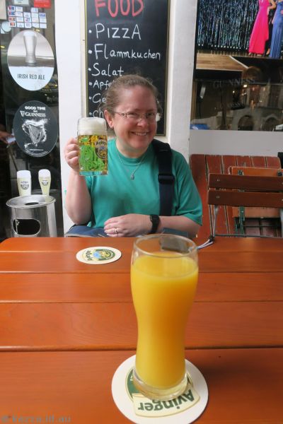 Me and a beer at the Dubliner Irish Pub<br>Photo by Mum