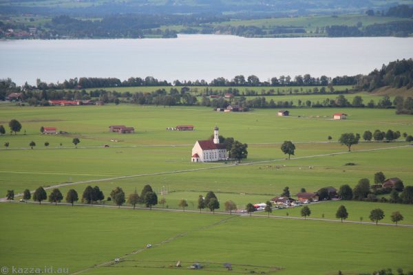 View to St Coloman church from near Neuschwanstein castle