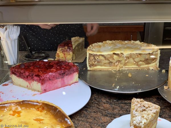 Pies in the bakery were we got our lunch