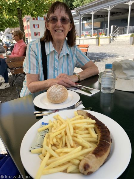Mum with our lunch in Alpnachstad