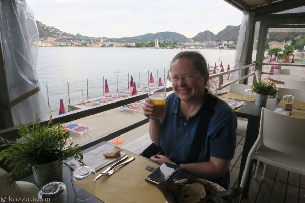 Me and a beer at Terrazza Olmo<br>Photo by Mum