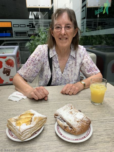 Mum and our breakfast at Caffe Settebello