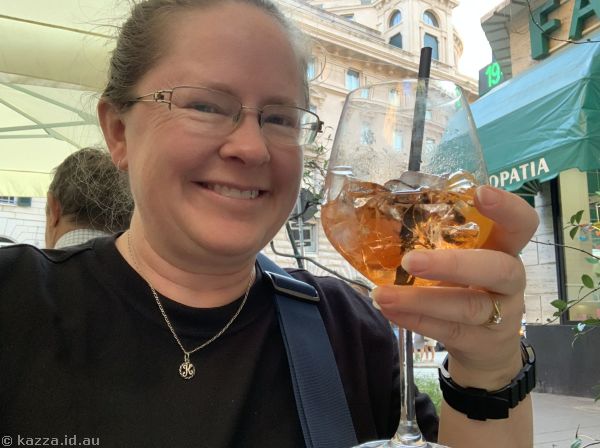 Me and the apperol spritz I had with dinner