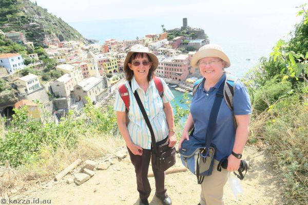 Mum and me at the iconic lookout in Vernazza