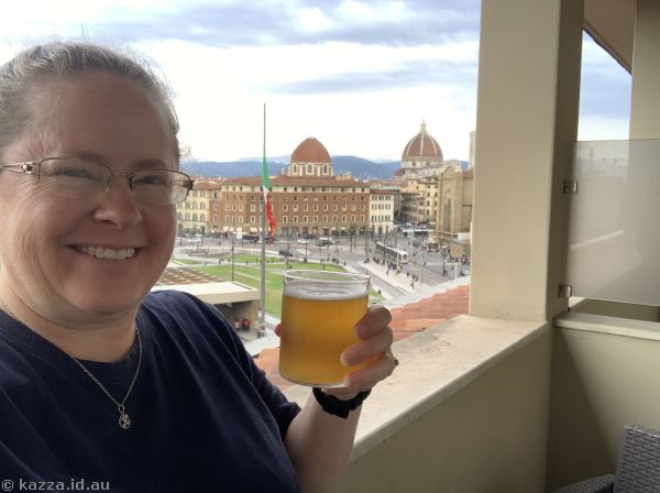 Me enjoying a beer in our hotel