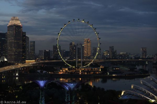 Singapore Flyer at dusk