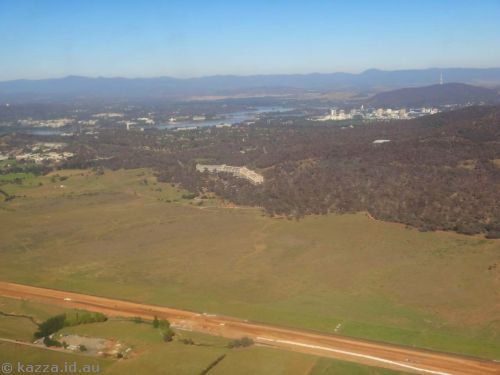 Looking towards Canberra, with the Majura Parkway construction in the foreground
