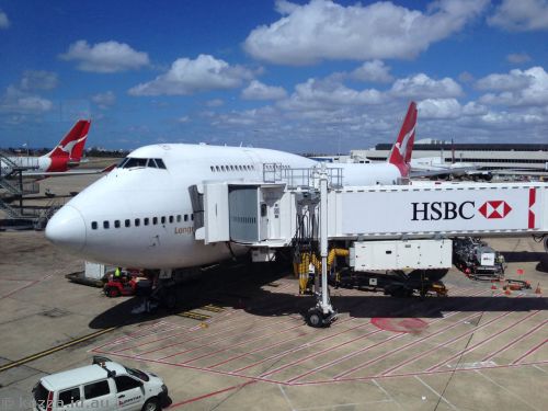 Our plane to Hong Kong - Qantas 747-400, VH-OJL