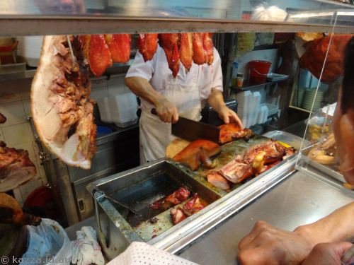 Chopping up meat in Lung Kee Restaurant