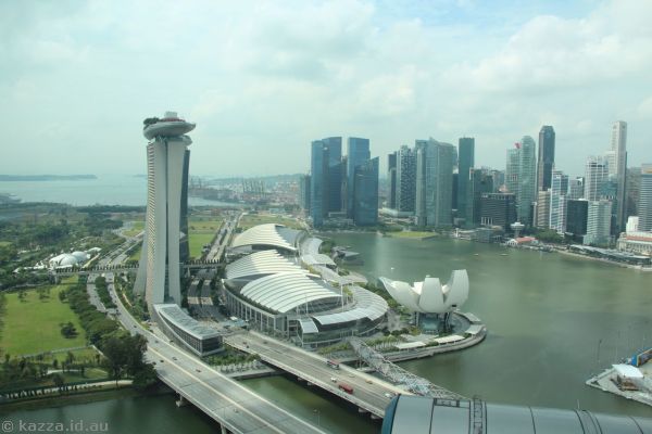 View southwest towards Marina Bay Sands and Singapore city